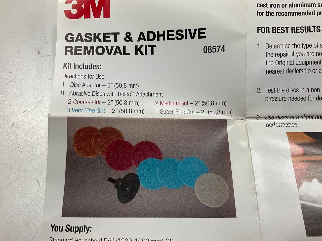 3M 08574 Roloc Gasket And Adhesive Removal Disc Kit - Remove Old Gasket Adhesive