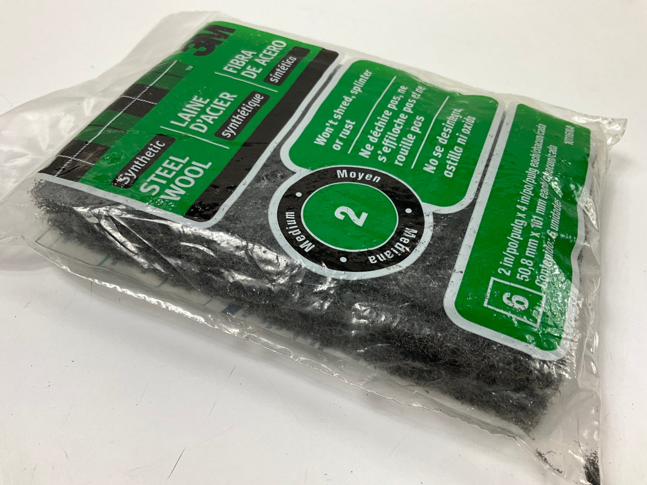Pack Of 6 -3m 10116NA #2 Medium Synthetic Steel Wool Pads 2''X4''