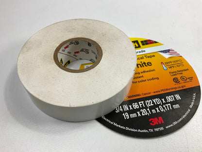 3M 10828 Scotch 35 Vinyl Electrical Color Coding Tape 3/4'' X 66 Feet White