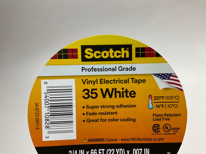 3M 10828 Scotch 35 Vinyl Electrical Color Coding Tape 3/4'' X 66 Feet White