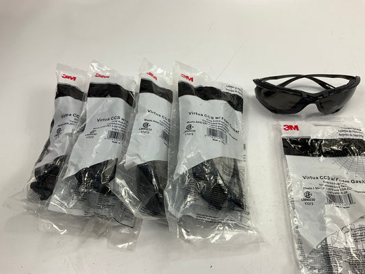 (5) 3M 11873 Virtua CCS Protective Safety Glasses Foam Gasket Gray Anti-Fog Lens