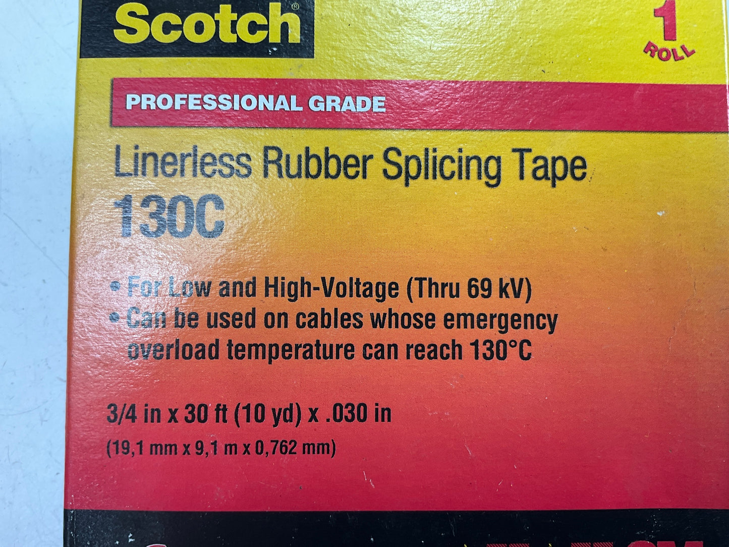 (5) Rolls - 3M Scotch 130C Linerless Rubber Splicing Tape 3/4''x30'