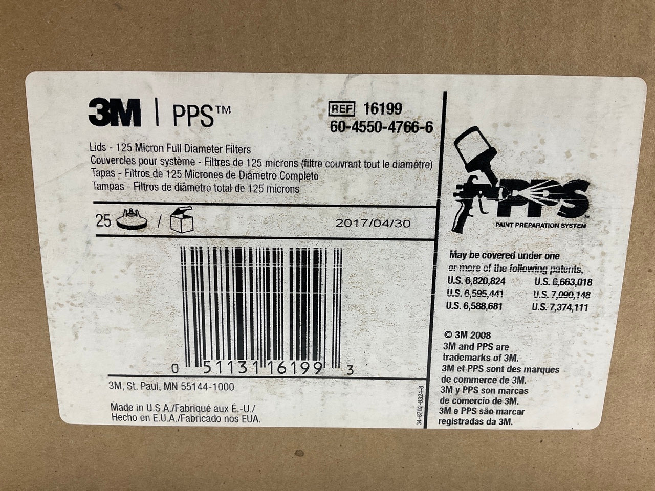3M 16199 PPS Standard/Large Lid With 125 Micron Full Diameter Filters (25 Lids)