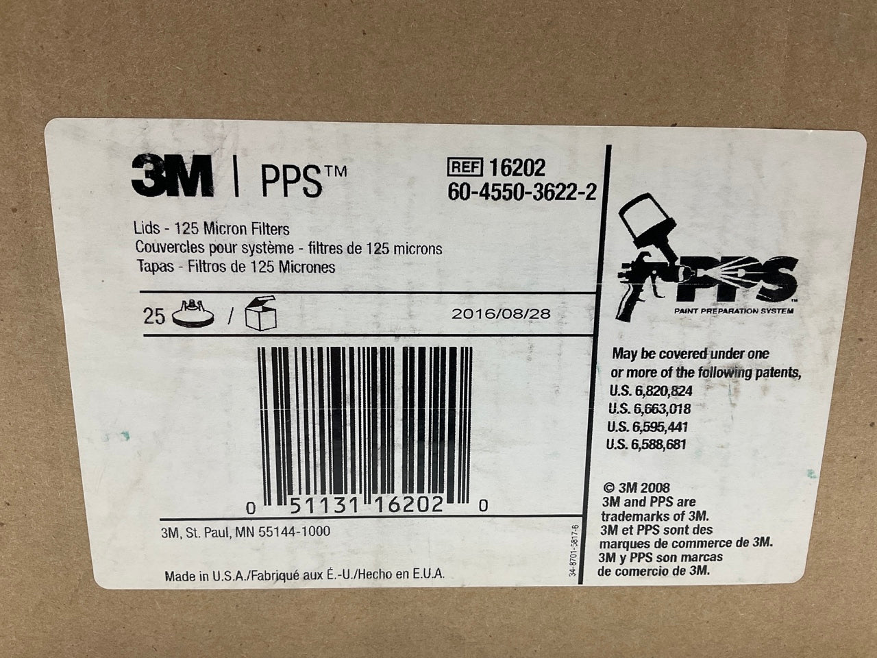 3M 16202 PPS Lids 125 Micro Filters, Pack Of (25 )