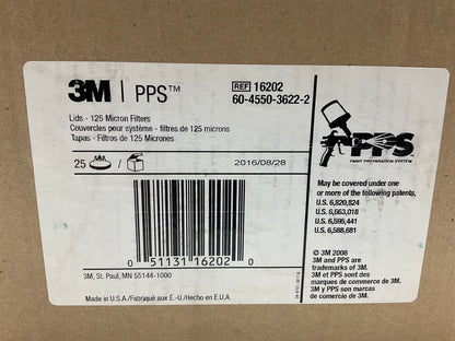 3M 16202 PPS Lids 125 Micro Filters, Pack Of (25 )