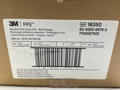 3M 16350 PPS Plastic Liners, Standard (22 Fl Oz, 650 Ml), Pack Of (100)