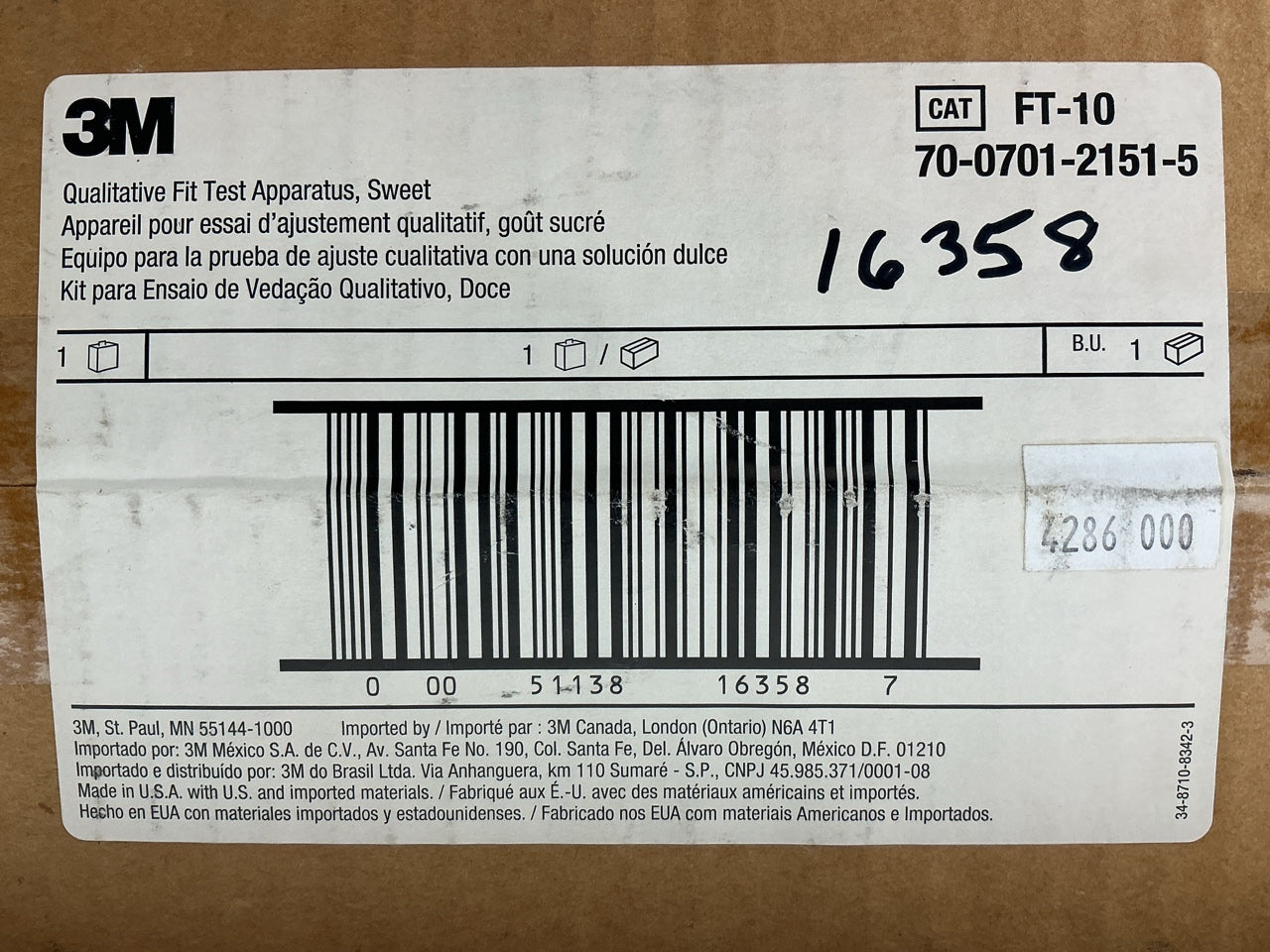 3M 16358 Qualitative Fit Test Apparatus FT-10, Sweet - 16358