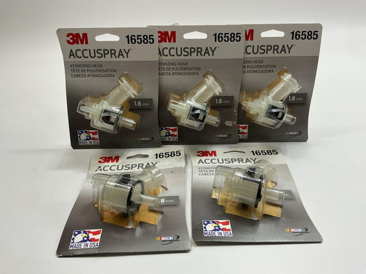 (5) 3M 16585 1.8MM Accuspray Atomizing Heads Single Clear Spray Gun Tip