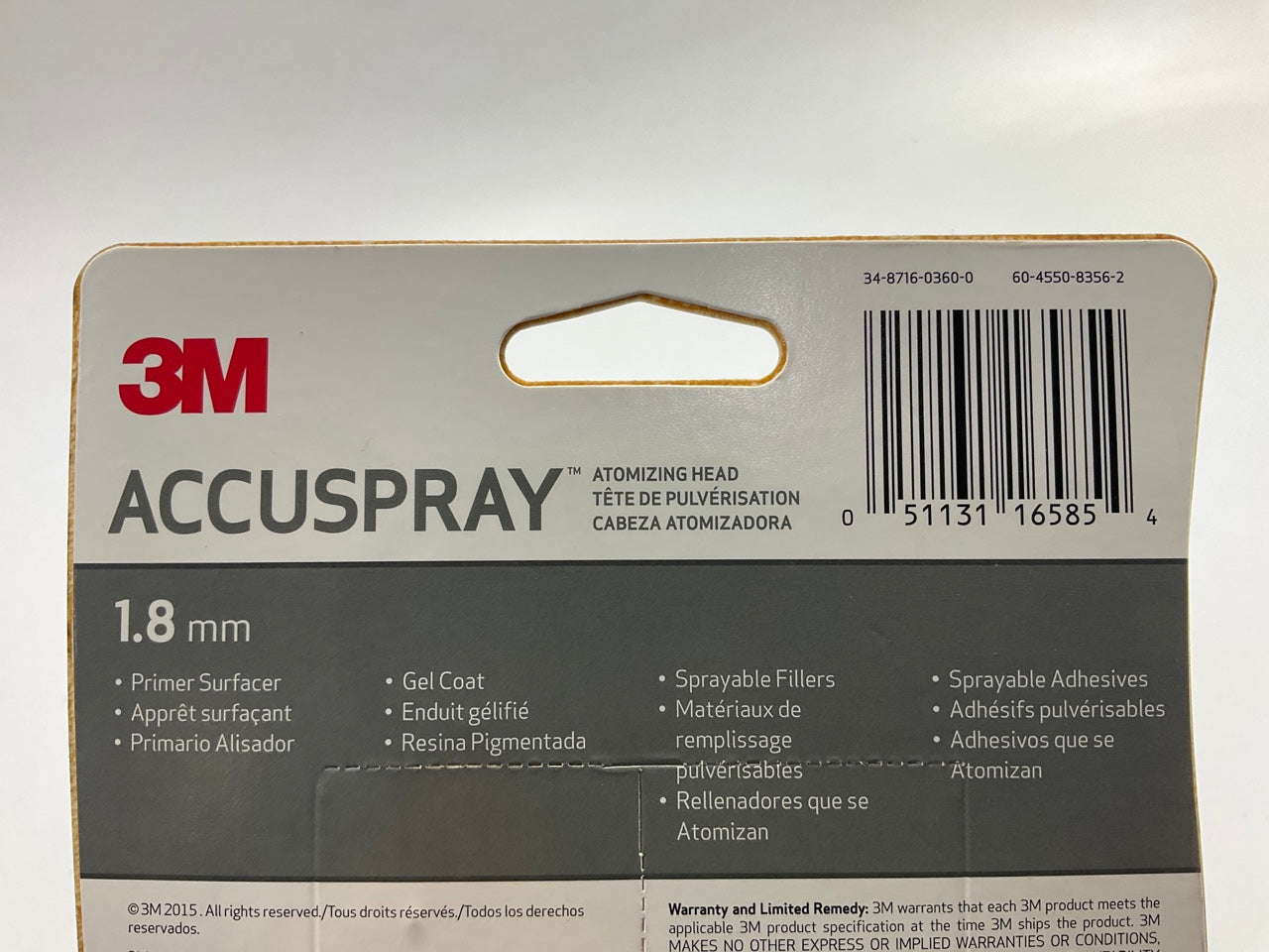 3M 16585 1.8MM Accuspray Atomizing Heads Single Clear Spray Gun Tip - 1 Each