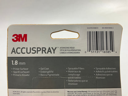 3M 16585 1.8MM Accuspray Atomizing Heads Single Clear Spray Gun Tip - 1 Each
