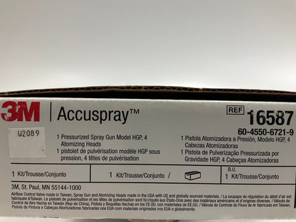 3M 16587 Accuspray Spray Gun Kit HGP W/ 1.8 Mm 2.0 Mm Heads & Air Valve Control