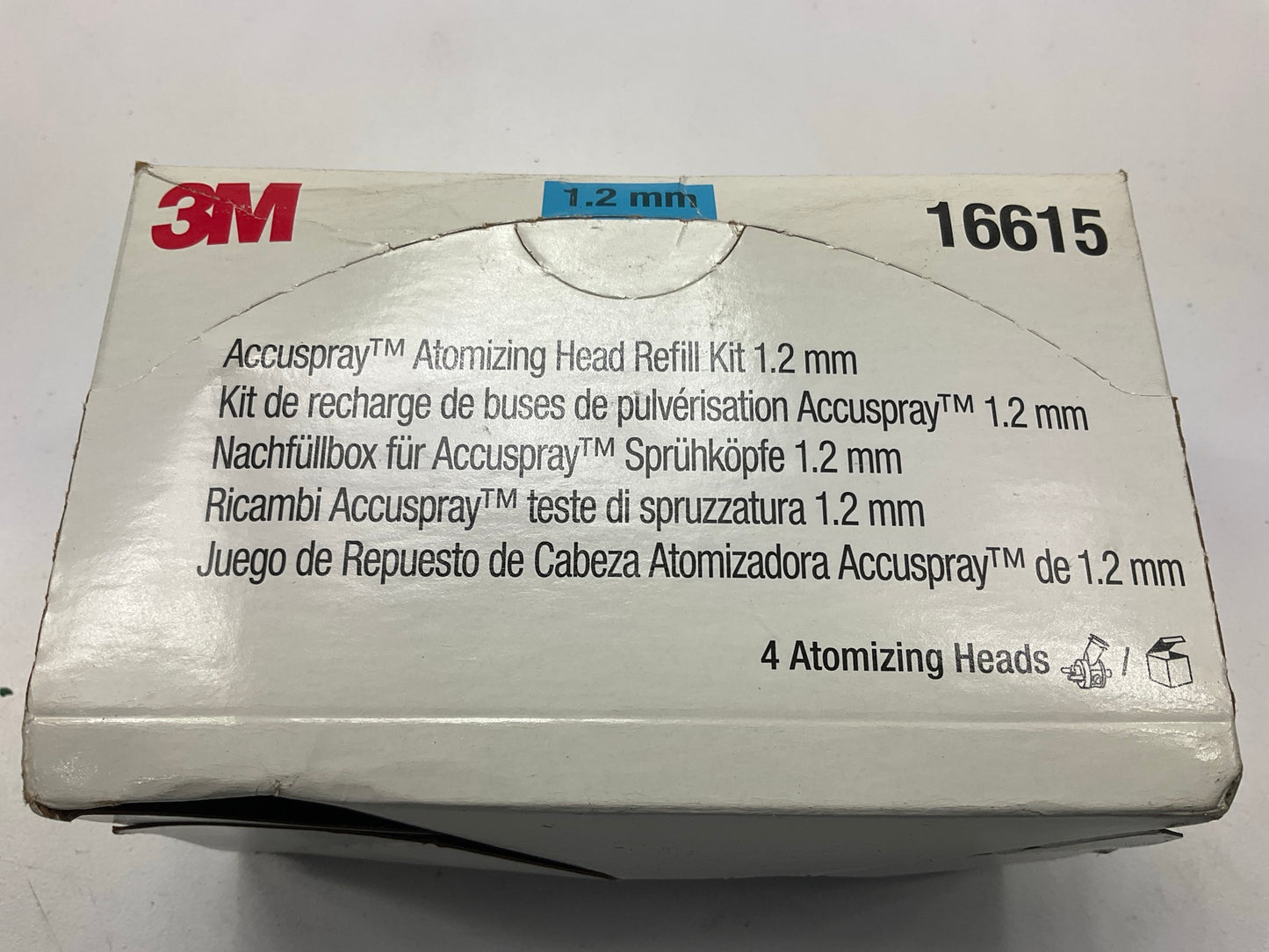 3M 16615 Accuspray Atomizing Head For Spray Guns (Blue, 1.2 Mm, 4 Per Kit)