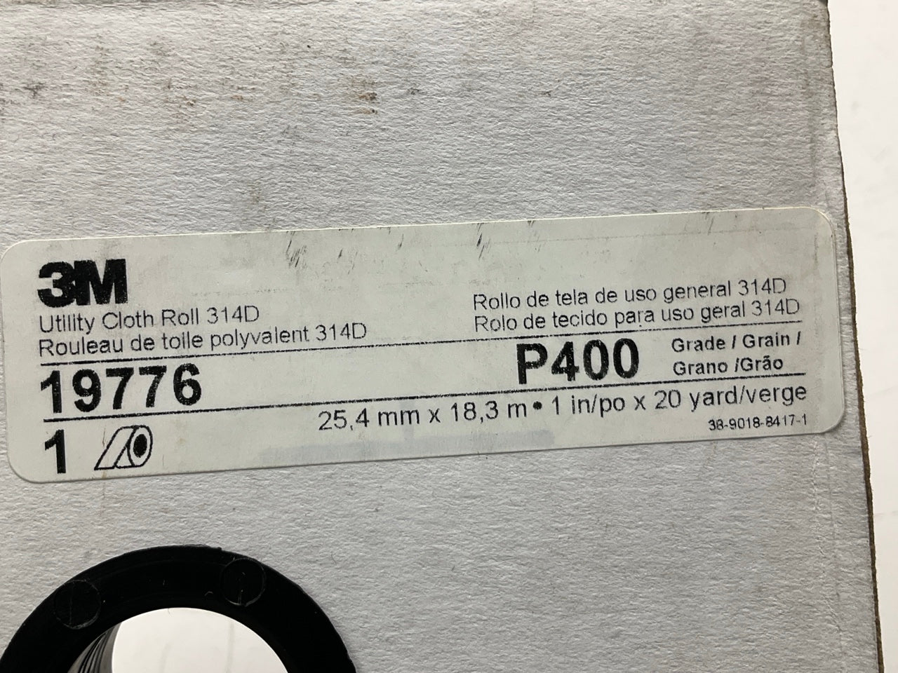 3M 19776 Abrasive Utility Cloth Roll 314 D, 1 In X 20 Yd P400 400 Grit J Weight