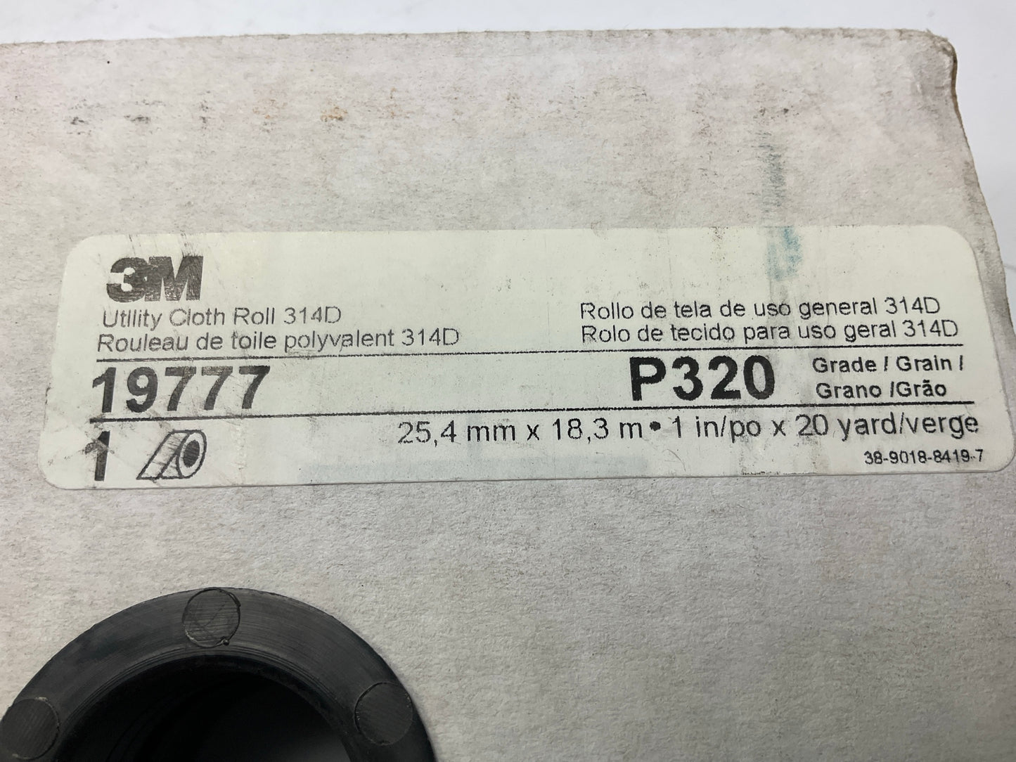 3M 19777 Utility Cloth Sanding Roll 314D, P320 320 Grit J-weight, 1 In X 20 Yd