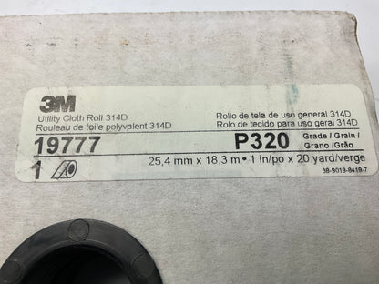 3M 19777 Utility Cloth Sanding Roll 314D, P320 320 Grit J-weight, 1 In X 20 Yd
