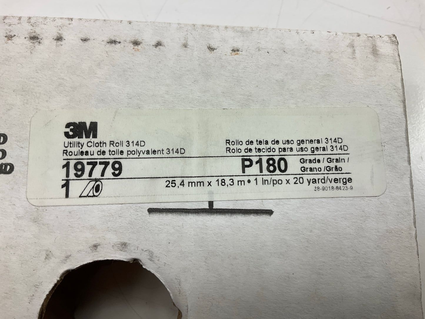 3M 19779 1'' X 20 Yards P180 Grit Very Fine Grade Utility Sanding Cloth Roll
