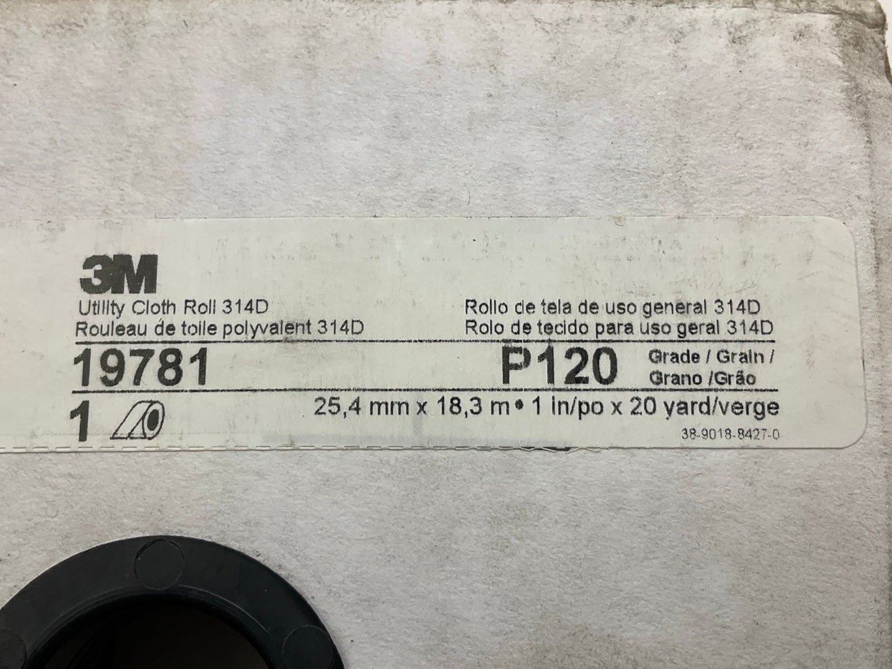 3M 19781 Abrasive Utility Cloth Roll 314D, 1 In X 20 Yd P120 120 Grit J Weight