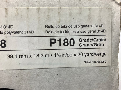 3M 19798 Utility Cloth Sanding Abrasive Roll 314D P180 J-weight 1-1/2'' X 20 Yard