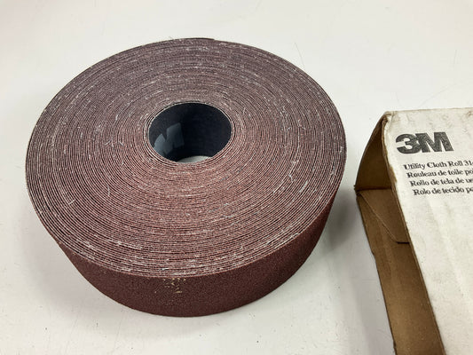 3M 19801 1-1/2'' X 60' P80 Grit Aluminum Oxide Maroon Utility Sanding Cloth Roll