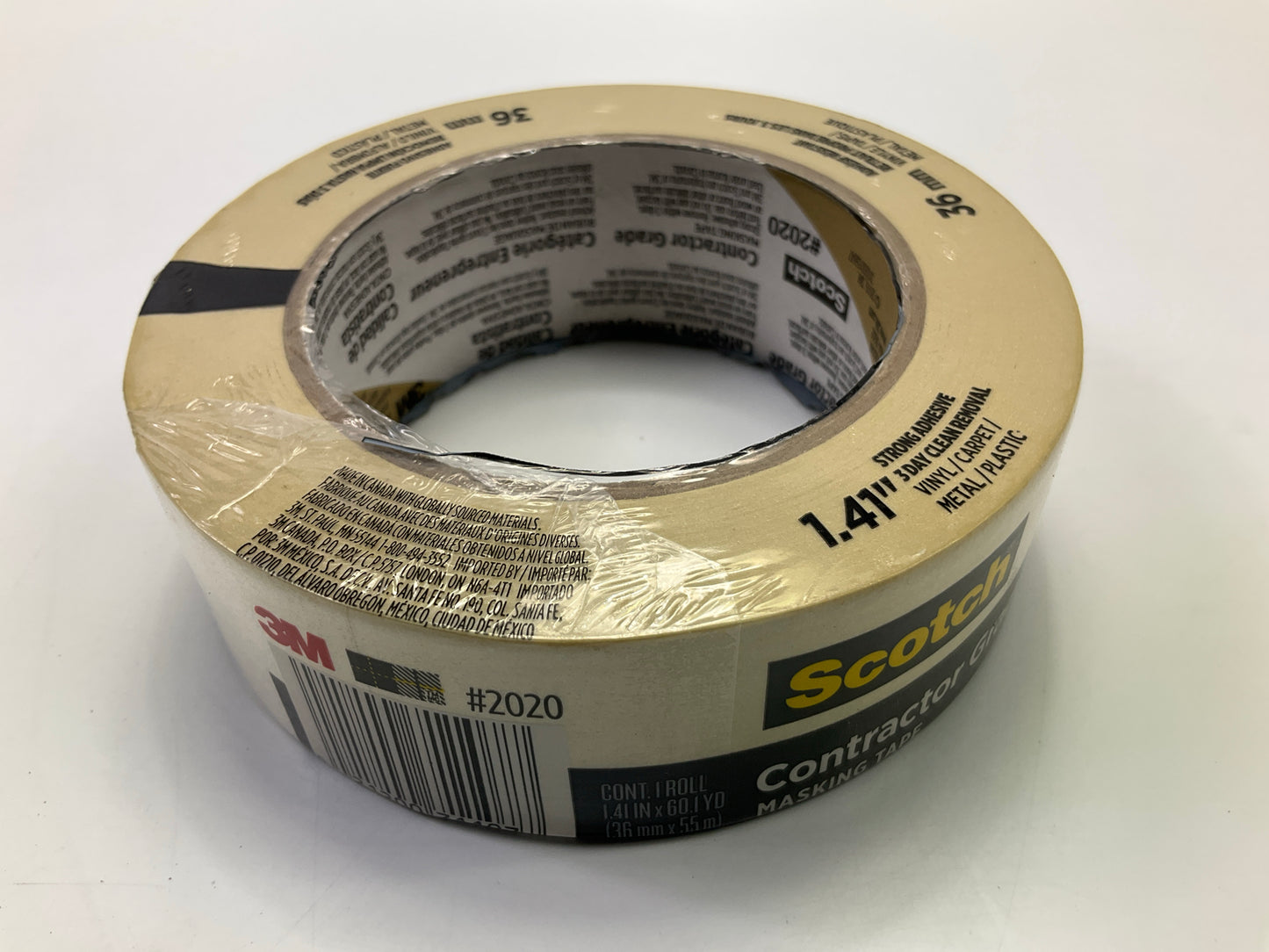 3M Scotch 2020-36 Contractor Grade Masking Tape Roll 1.41'' X 60.1 Yd