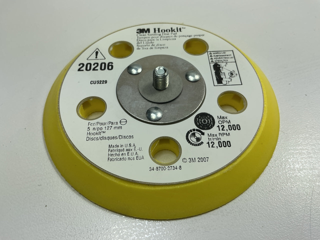 3M 20206 5'' Hook-and-Loop Disc Backup Pad, 5/16''-24 Threaded Shaft