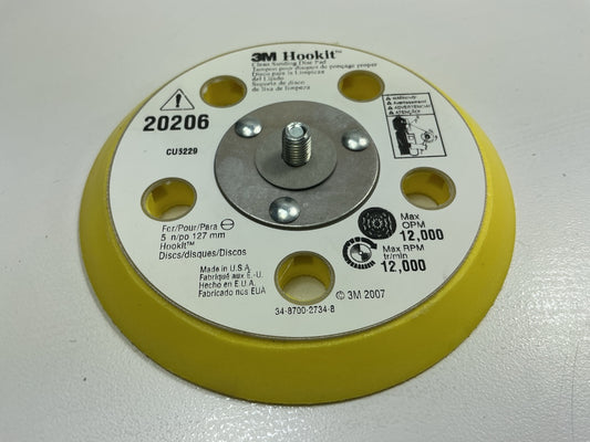 3M 20206 5'' Hook-and-Loop Disc Backup Pad, 5/16''-24 Threaded Shaft