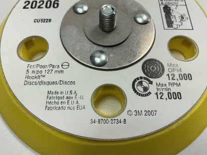 3M 20206 5'' Hook-and-Loop Disc Backup Pad, 5/16''-24 Threaded Shaft