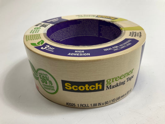 1 Roll - 3M 2025 Scotch Greener Masking Tape, 1.88'' X 60 Yards