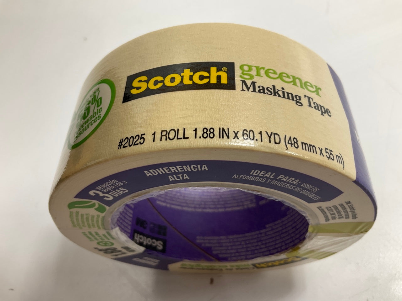 1 Roll - 3M 2025 Scotch Greener Masking Tape, 1.88'' X 60 Yards