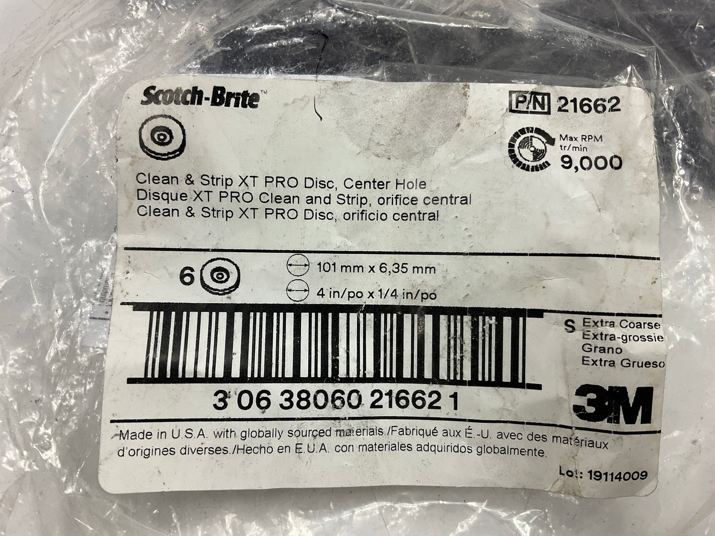 3M 21662 XO-DC Clean & Strip Extra Coarse Grade 4'' XT Pro Disc, 4 / Pack