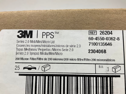 3M 26204 PPS Spray Gun Disposable Lids, 200 Micron Filter, Series 2.0 Midi Lids