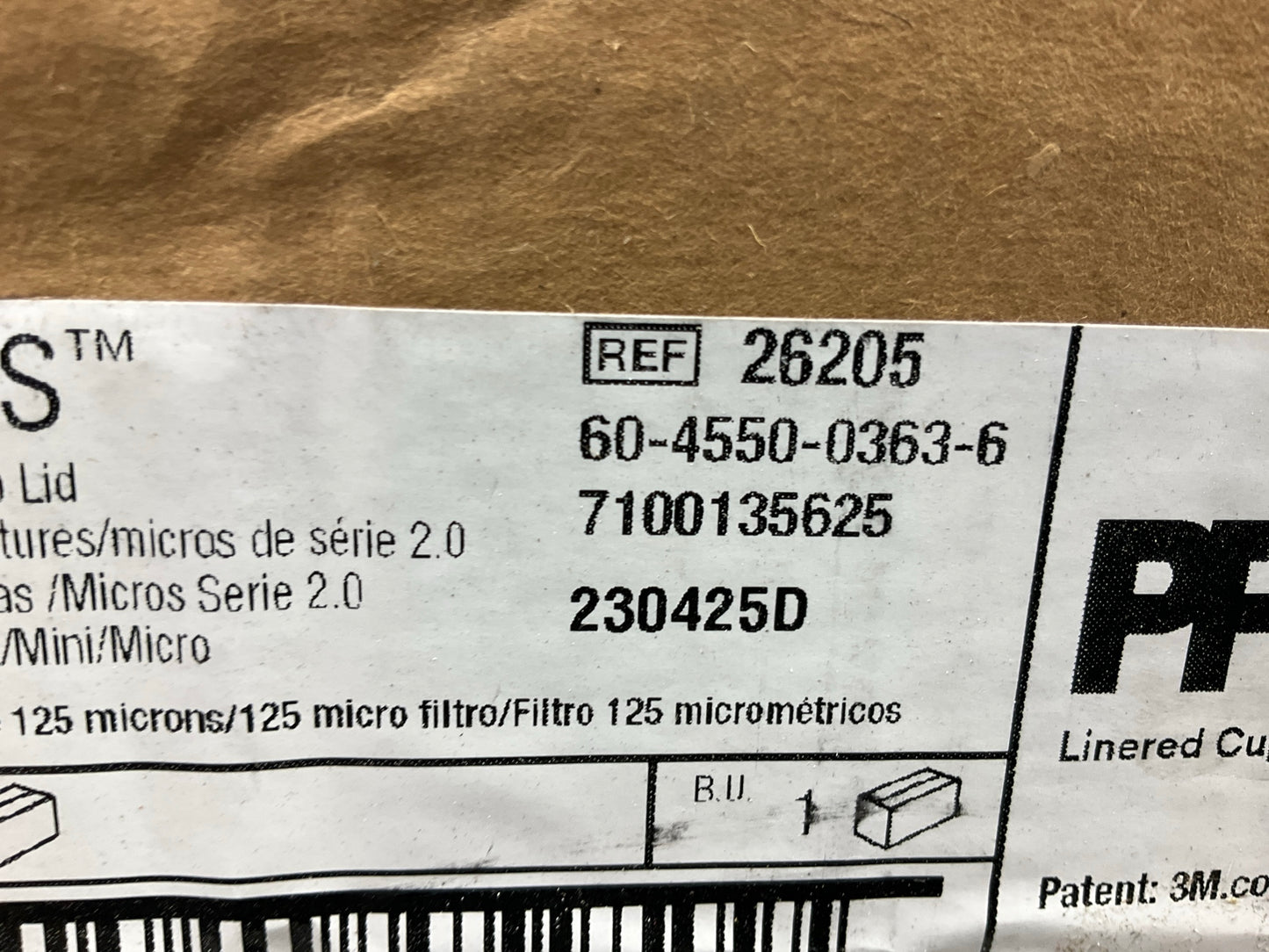 3M 26205 PPS Series 2.0 Lids, Midi/Mini/Micro, 125 Micron Filter, 25 Lids