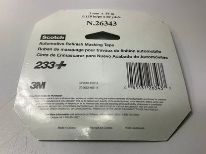 3M 26343 Scotch Performance Masking Tape 233+ 1 Roll 3mm X 55m, Green