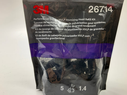 3M 26714 Performance Gravity HVLP Atomizing Head Refill Kit, Orange, 1.4