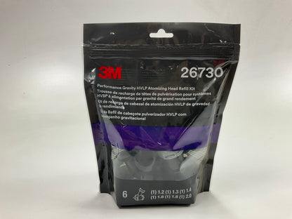 3M 26730 Performance Gravity HVLP Atomizing Head Variety Kit, Sizes 1.2 6-pack