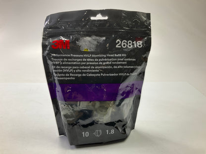 3M 26818 Performance Pressure HVLP Atomizing Head Refill Kit Clear,1.8, 10 Pack
