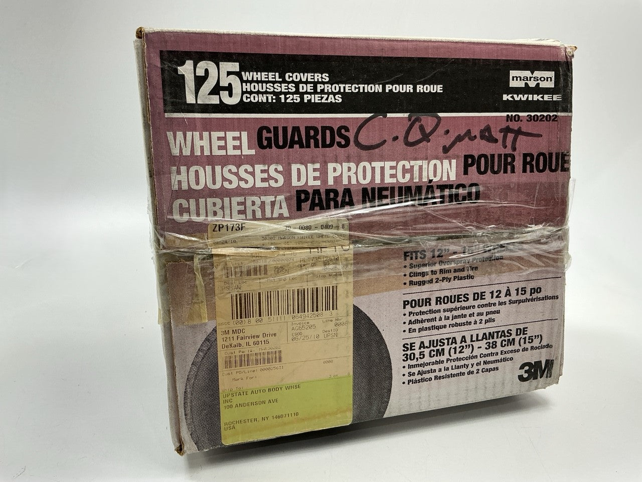 3M 30202 Disposable Plastic Wheel Maskers, 12''-15'' Wheels, Pack Of 125