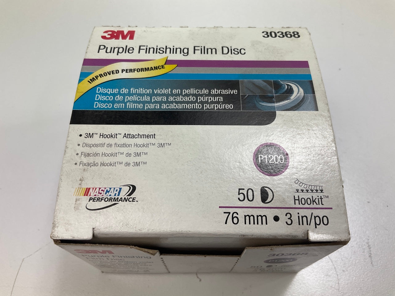 3M 30368 Hookit 3 In. 1200 Grit Purple Finishing Film Sanding Disc (50/Box)