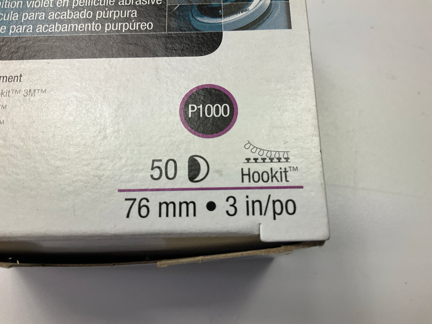 3M 30369 Hookit 3'', 1000 Grit Purple Finishing Film Sanding Disc (50/Box)