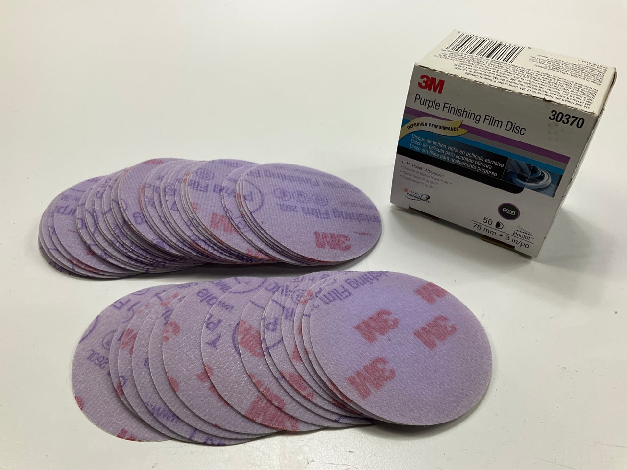 3M 30370 Hookit 3 In. 800 Grit Purple Finishing Film Sanding Disc (50/Box)