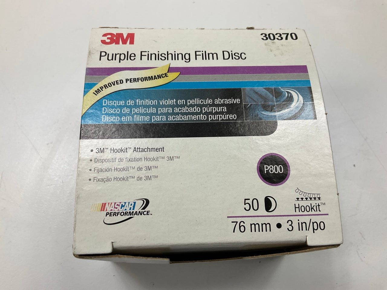 3M 30370 Hookit 3 In. 800 Grit Purple Finishing Film Sanding Disc (50/Box)