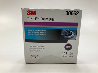 3M 30662 Trizact Hookit Foam Abrasive Discs 6 Inch P5000 Grit, 15 Disc / Box
