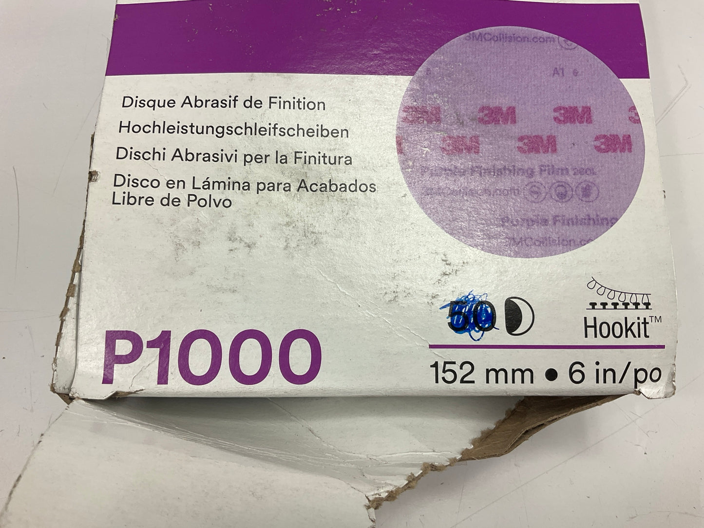 3M 30669 Purple Finishing Film Hookit Sanding Disc 6'' P1000 Grit (50/Box)