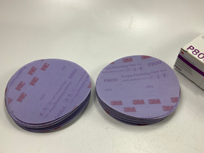 3M 30670 6'' 800 P800 Grit Purple Finishing Film Hookit Sanding Disc, 50 Per Box