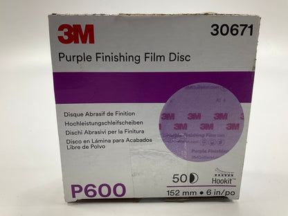 3M 30671 Purple Finishing Film Hookit Sanding Disc (600 Grit, 6 Inch, 50 Pcs)