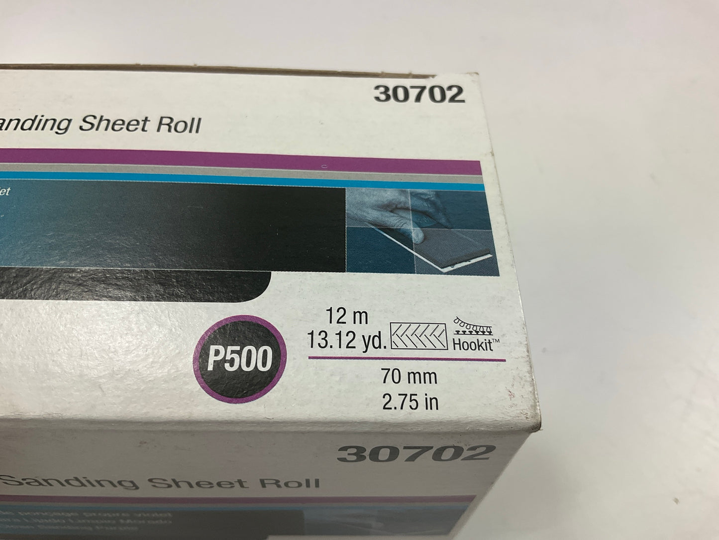 3M 30702 Hookit Purple Clean Sanding 500 Grade Abrasive Sheet Roll 70mm X 12 M
