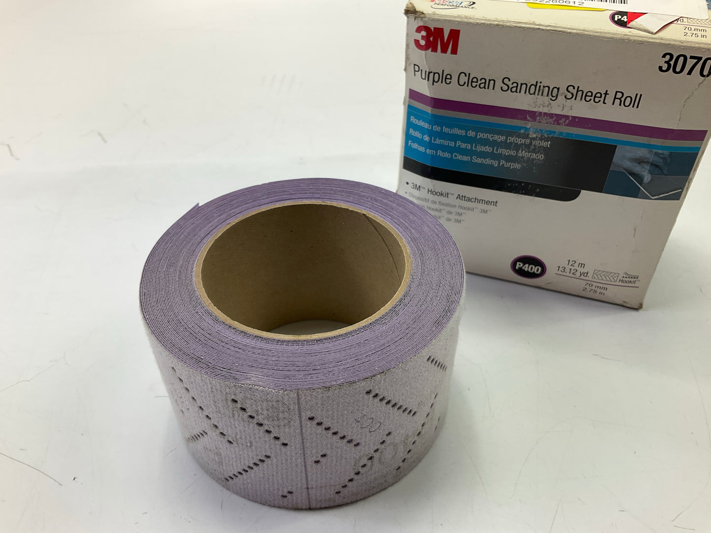 3M 30703 Hookit Purple Clean Sanding Sheet Roll, 400 Grade, 70mm X 12m