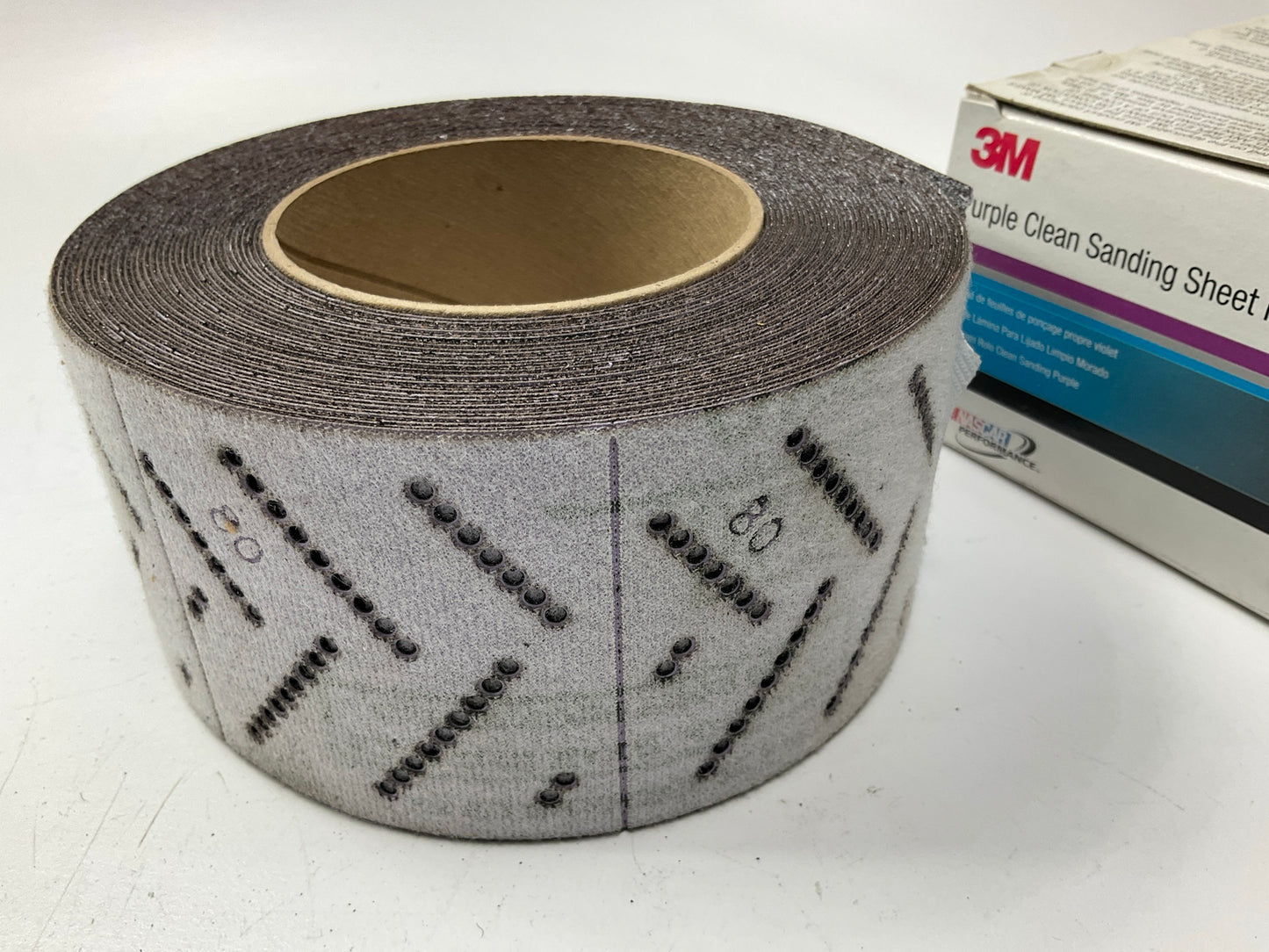 3M 30713 Hookit Purple Clean Sanding Sandpaper Sheet Roll, 80 Grade, 70mm X 12M