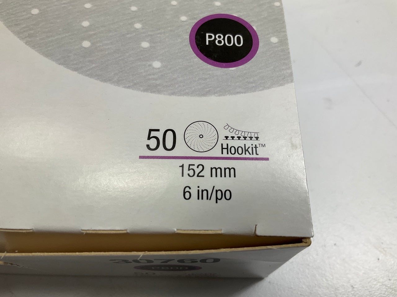 3M 30760 6'' Hookit Purple Multi-Hole Clean Sanding Disc P800 Grit,  50 Discs