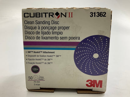 3M 31362 Cubitron II Sanding Discs, 3'', 120+ Grit, Hook & Loop, Purple, 50 Discs